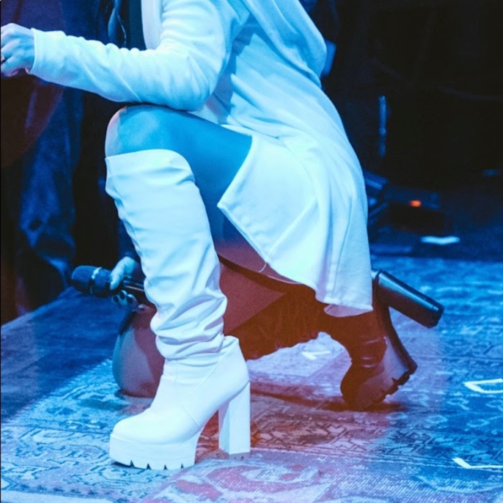 Black + White Over-the-knee/Thigh-high Boots, size 7